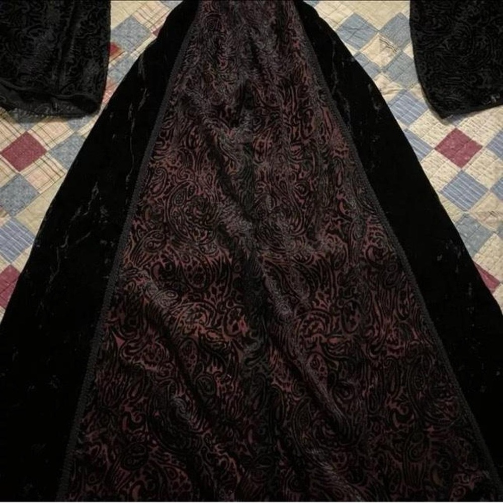 Lip Service vintage Y2K velvet maxi dress - red inlay & bell sleeves Size Medium - Picture 7 of 8